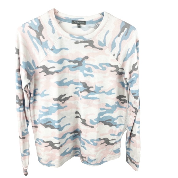 PJ Salvage Tops - PJ Salvage Pink Blue Ivory Camo Camoflauge Top Sweatshirt Size Small